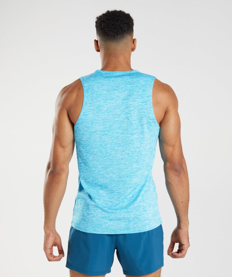 Men's Gymshark Arrival Slim Marl Tanks Turquoise | NZ 1TCLNQ